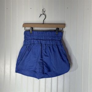 FP Movement High-Waisted Blue Athletic Shorts M Nylon Drawstring Festival Y2K
